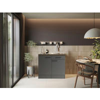 MINIKÜCHE 100 cm   in Grau  - Schwarz/Grau, Trend, Holzwerkstoff/Metall (100cm) - Respekta