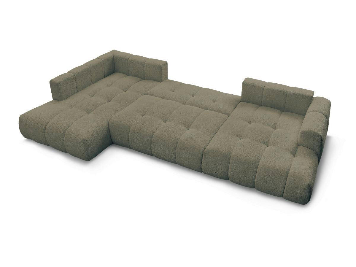 WOHNLANDSCHAFT  FUJI  Grün Bouclé  - Schwarz/Grün, MODERN, Kunststoff/Textil (204/377/160cm)