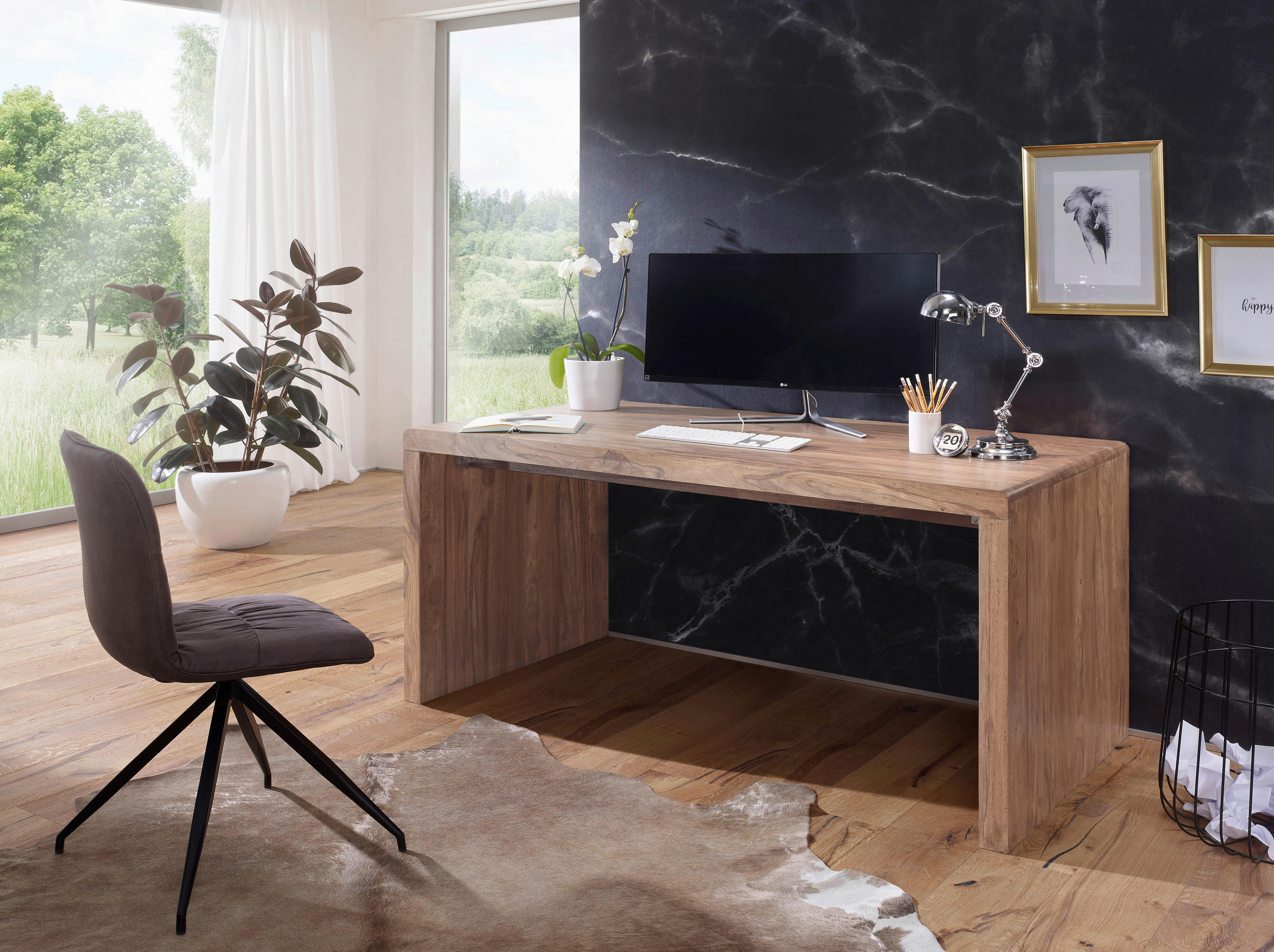 SCHREIBTISCH 160/80/76 cm  in Akaziefarben  - Akaziefarben, Design, Holz (160/80/76cm) - MID.YOU