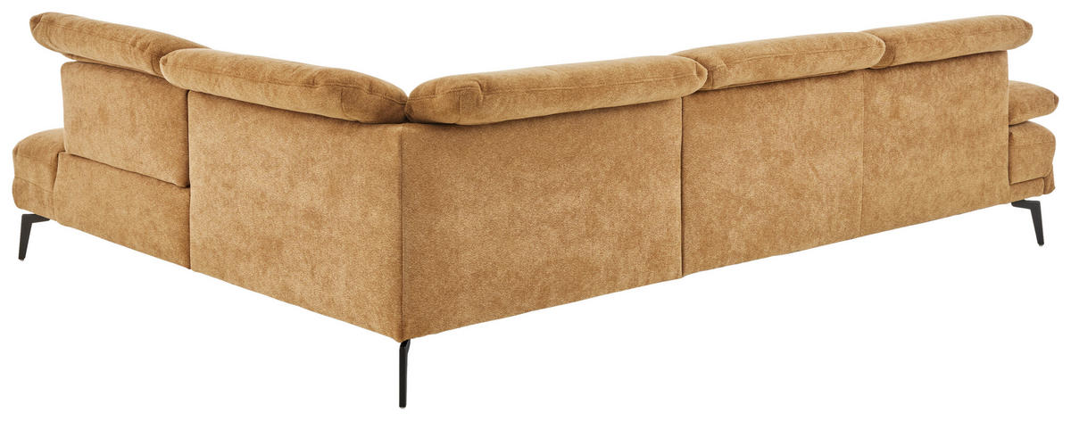 ECKSOFA Beldomo System Dunkelgelb Chenille Rücken echt, Kopfteilverstellung  - Dunkelgelb/Schwarz, Design, Textil/Metall (311/235cm) - Beldomo System