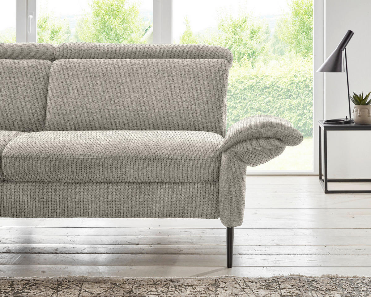 ECKSOFA in Struktur Taupe  - Taupe/Schwarz, Modern, Textil/Metall (235/275cm) - Cantus