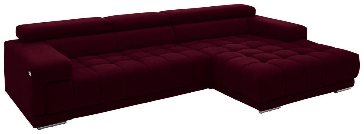 ECKSOFA  in Mikrofaser Beere  335/190 cm  - Beere/Silberfarben, Design, Textil/Metall (335/190cm) - Beldomo Speed