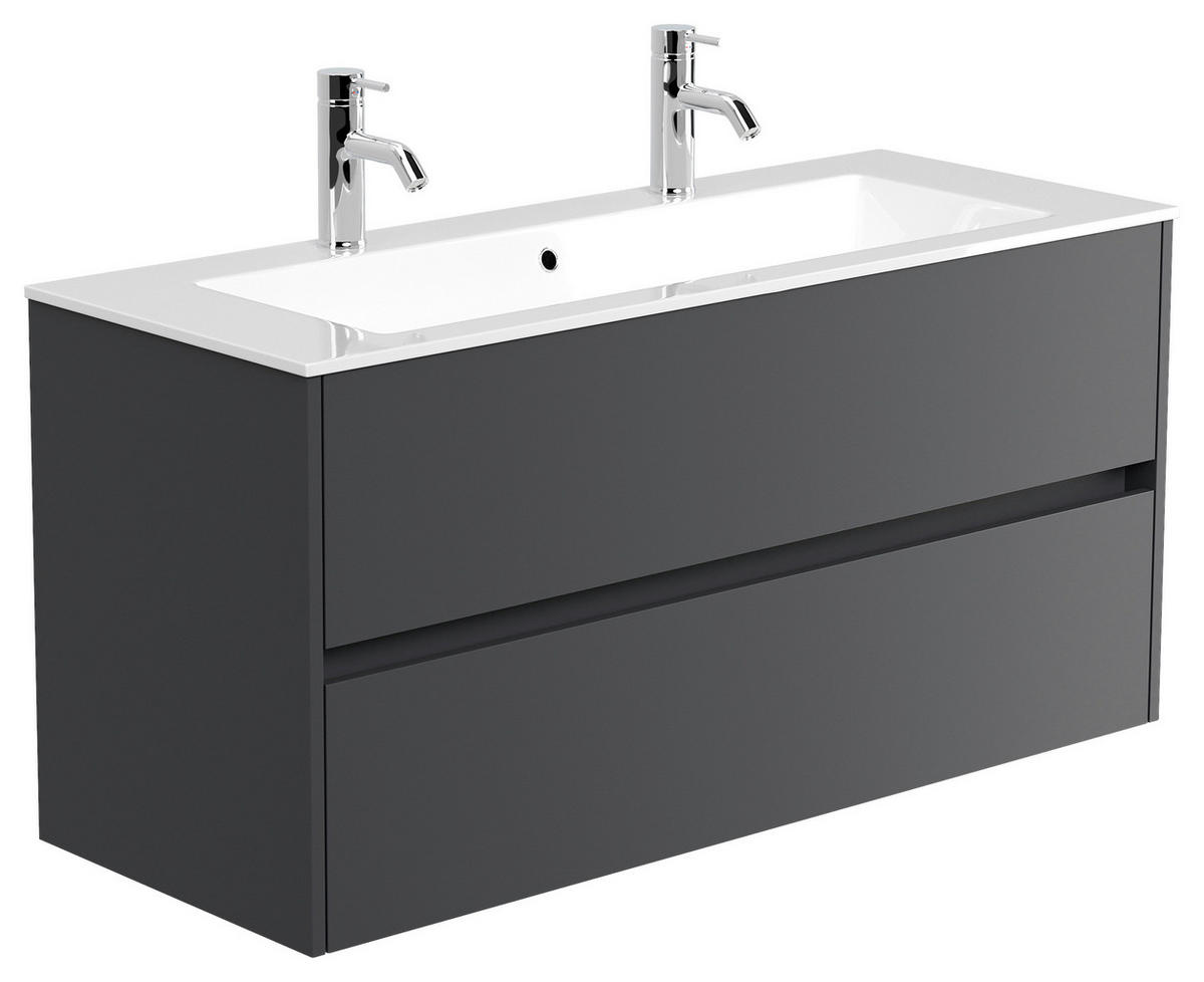 WASCHTISCHKOMBI  - Graphitfarben/Weiß, MODERN, Holzwerkstoff/Stein (120/58,8/46,5cm) - MID.YOU