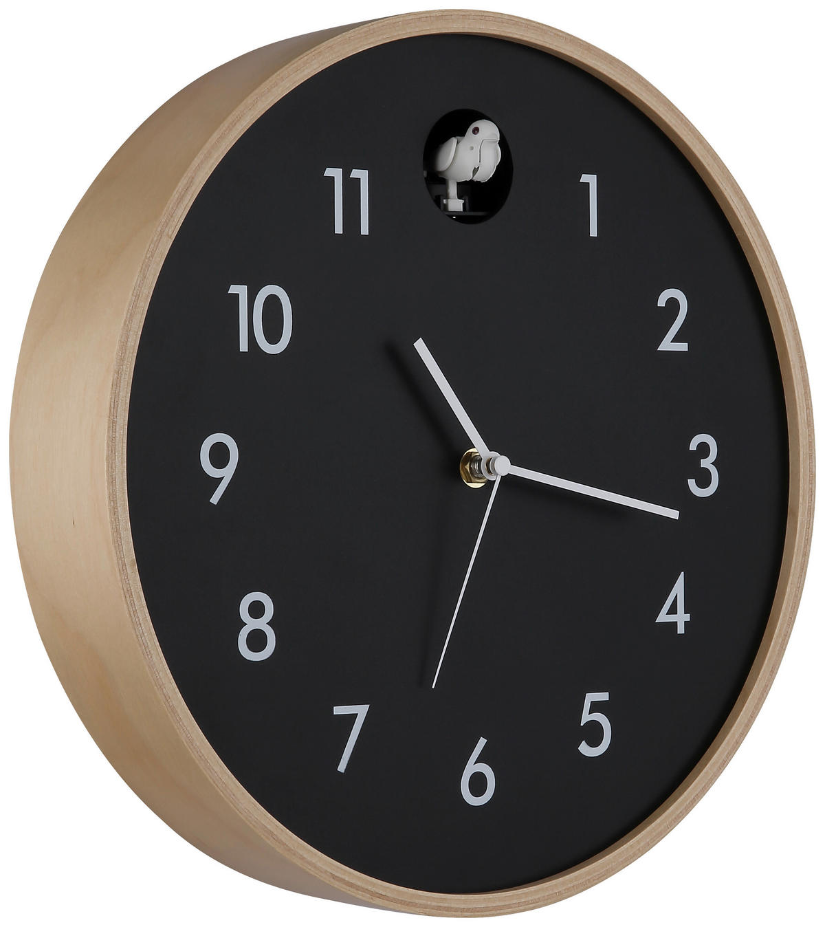 WANDUHR Naturfarben, Schwarz, Weiß  - Schwarz/Naturfarben, LIFESTYLE, Holz/Holzwerkstoff (31,5cm) - Novel