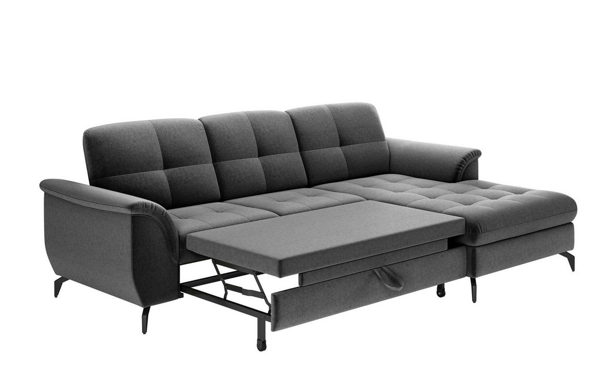 ECKSOFA in Flachgewebe Dunkelgrau  - Dunkelgrau/Schwarz, Modern, Textil/Metall (262/164cm) - Sit & More