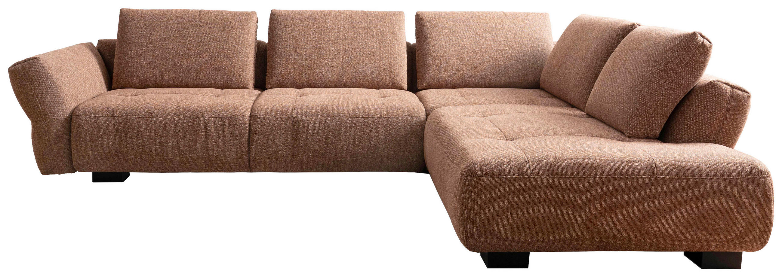 ECKSOFA Kupferfarben Chenille  - Schwarz/Kupferfarben, KONVENTIONELL, Holz/Textil (324/234cm) - Belluti