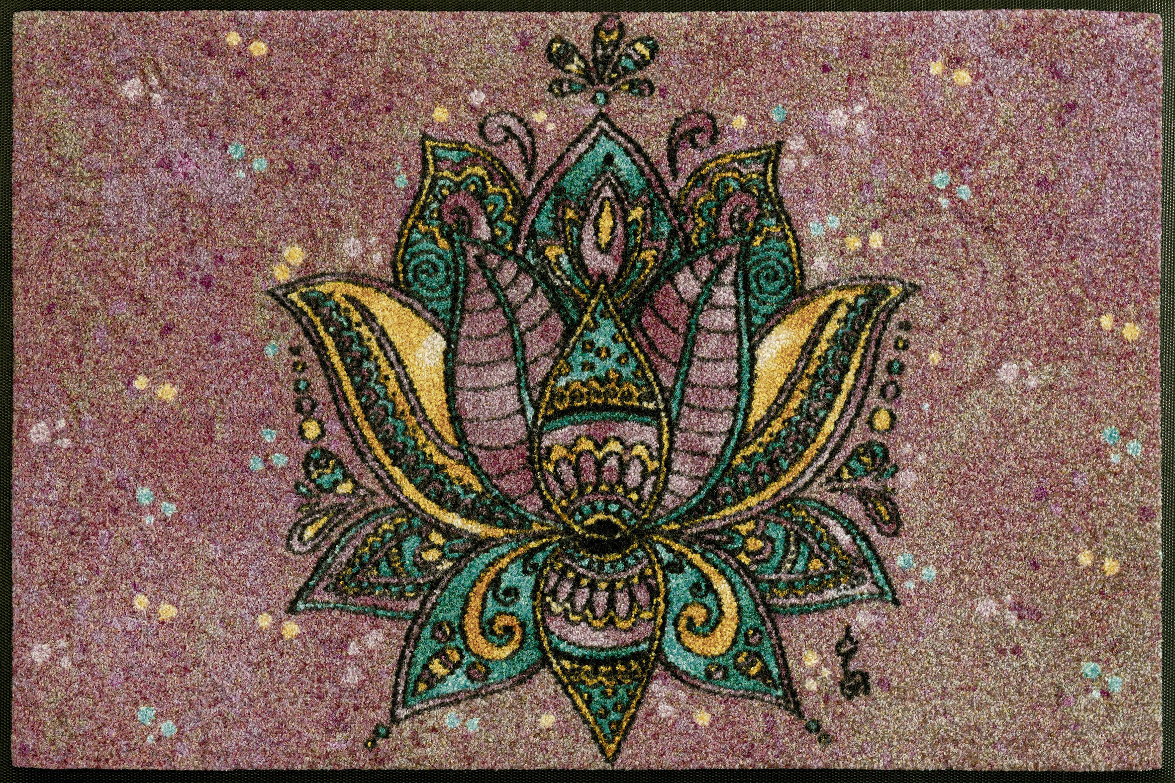 FUSSMATTE 50/75 cm Lotus Blossom  - Lila, Design, Kunststoff/Textil (50/75cm) - wash+dry