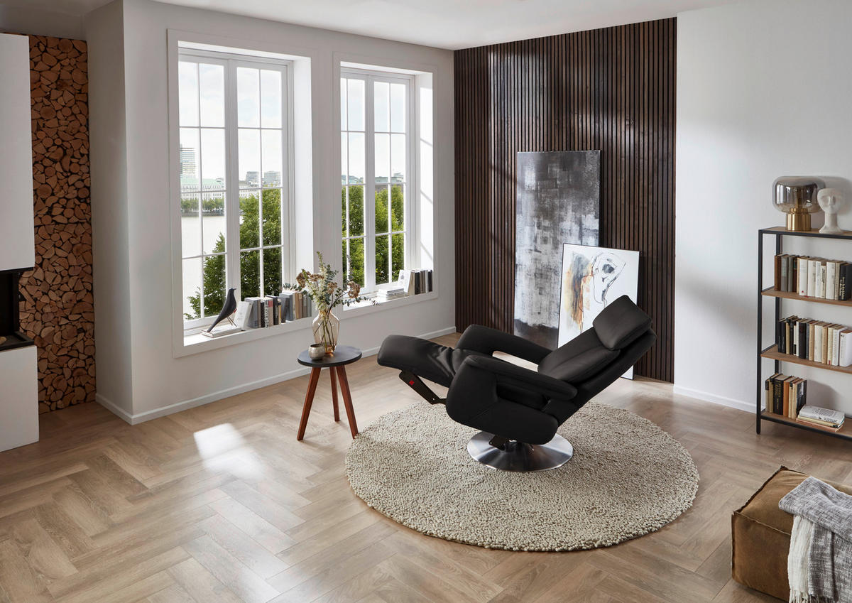 RELAXSESSEL in Leder Dunkelbraun  - Edelstahlfarben/Dunkelbraun, Design, Leder/Metall (78/112/85cm) - Cantus