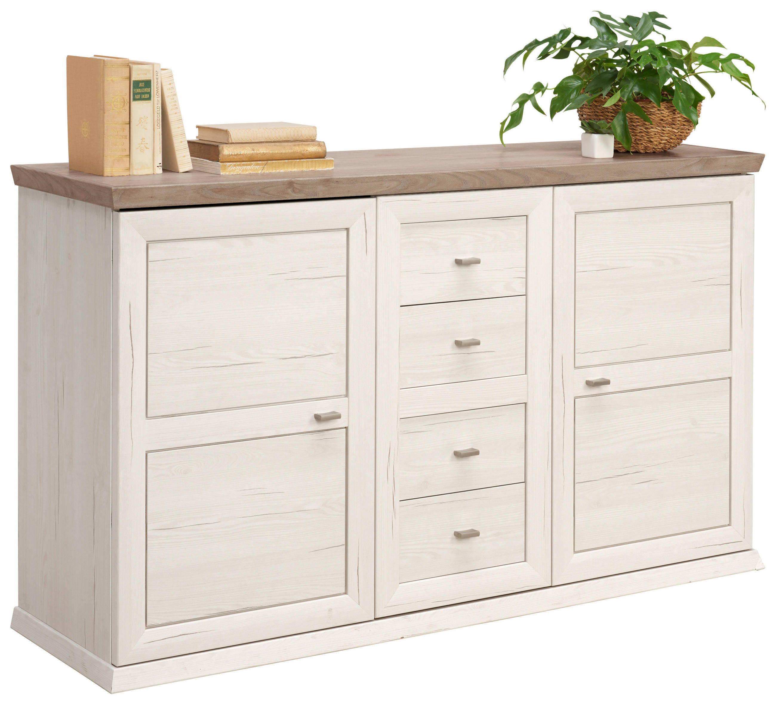 SIDEBOARD Grau, Weiß Einlegeböden - Weiß/Grau, LIFESTYLE, Holzwerkstoff/Metall (149/89,5/43cm) - Hom`in