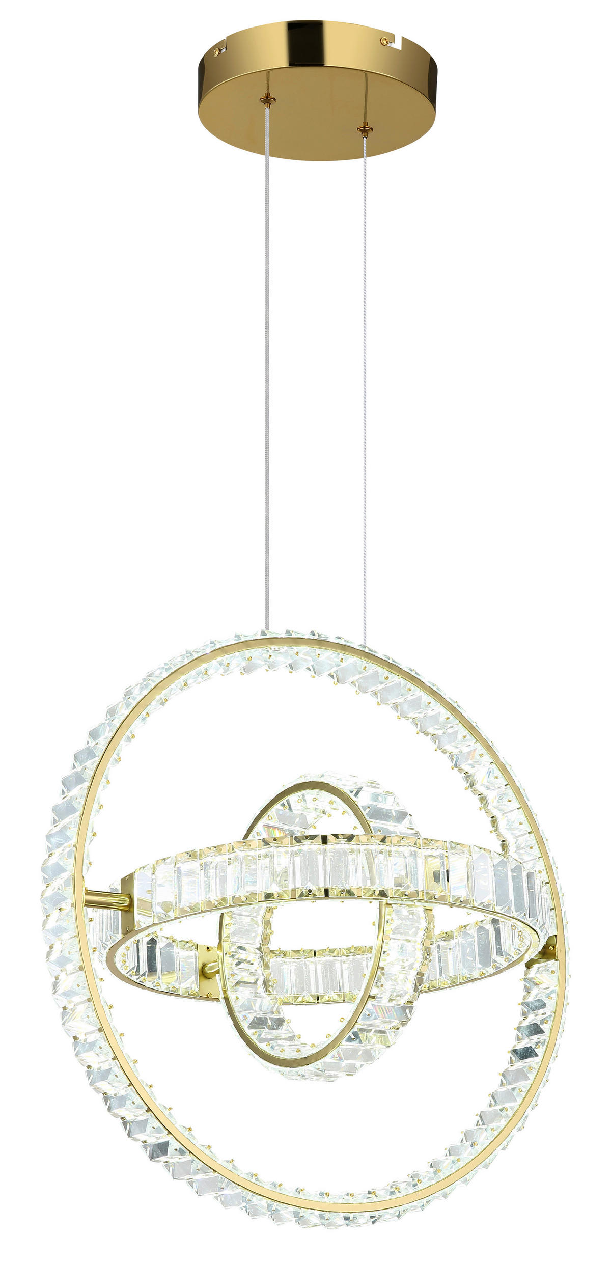 LED-HÄNGELEUCHTE 50/40/120 cm    - Klar/Goldfarben, Design, Glas/Metall (50/40/120cm) - Globo