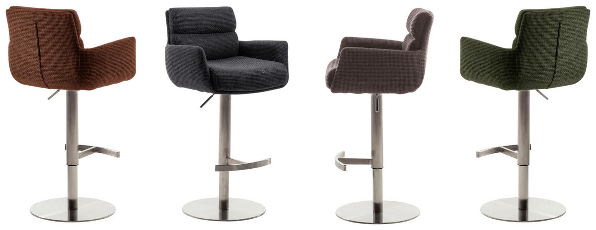 BARHOCKER in Metall, Textil Edelstahlfarben, Olivgrün  - Edelstahlfarben/Olivgrün, Design, Textil/Metall (54/84/52cm) - Dieter Knoll