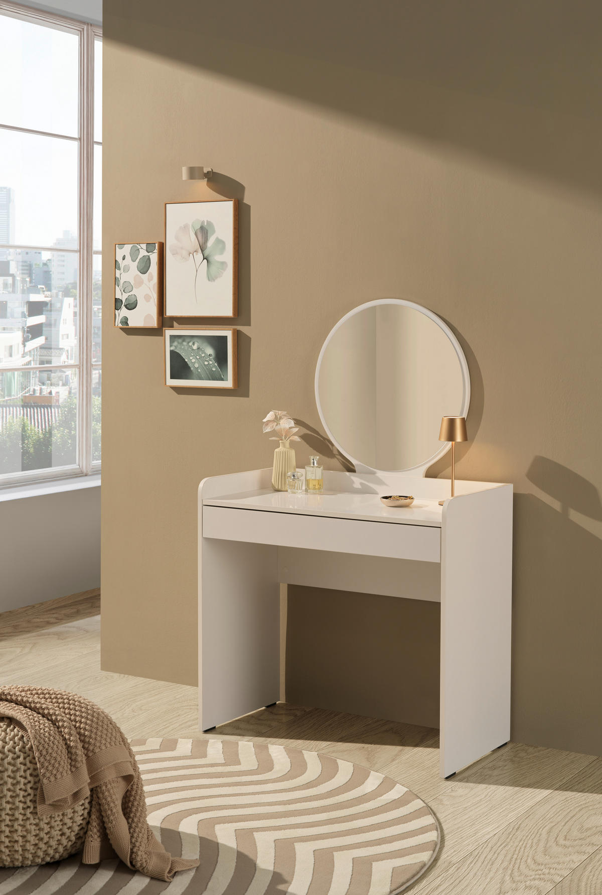 SCHMINKTISCH in Weiß  - Weiß, Design, Glas/Holzwerkstoff (90/47/142cm) - Carryhome