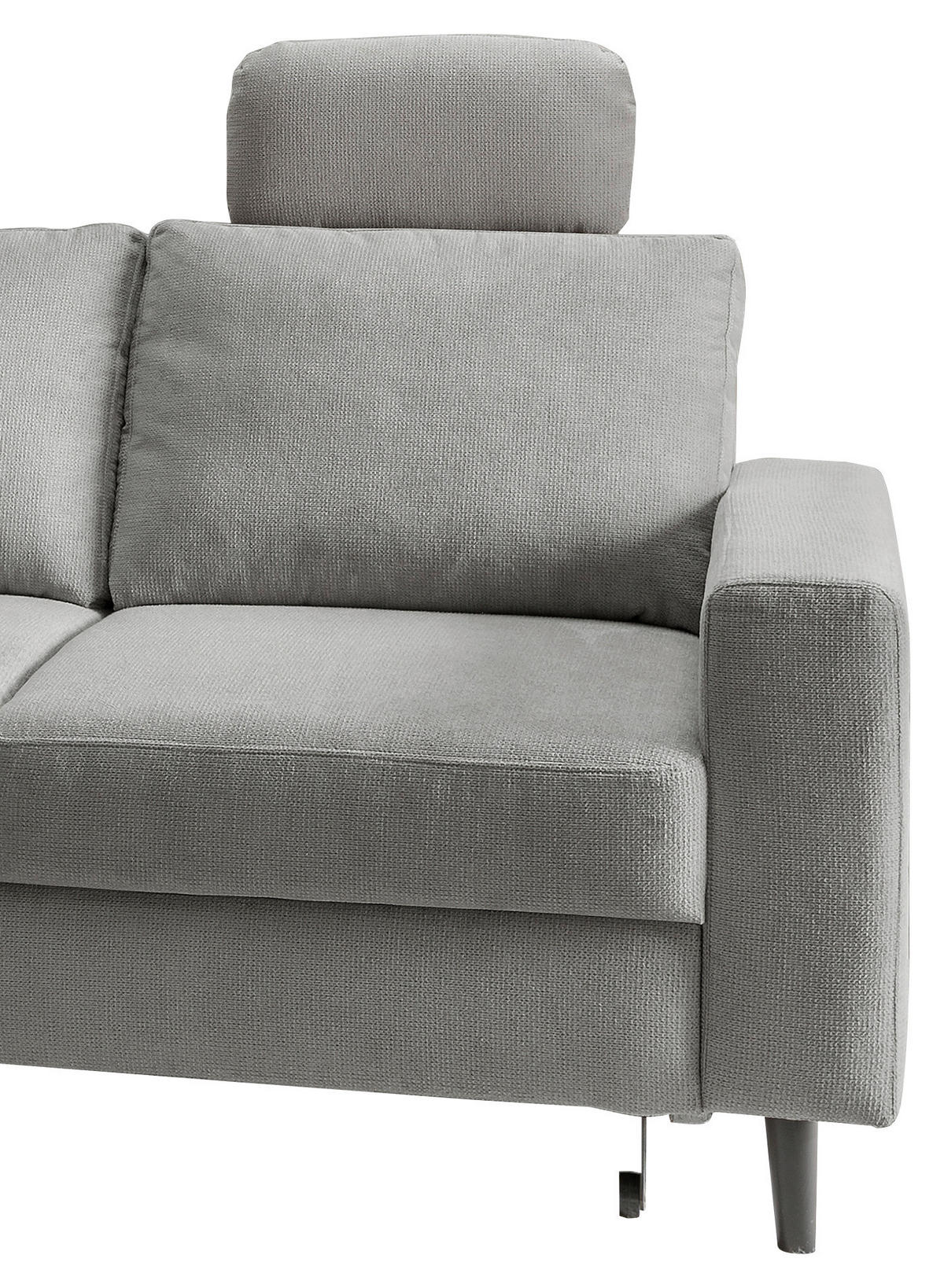 ECKSCHLAFSOFA Grau Chenille  - Schwarz/Grau, MODERN, Holz/Textil (200/242cm) - Livetastic