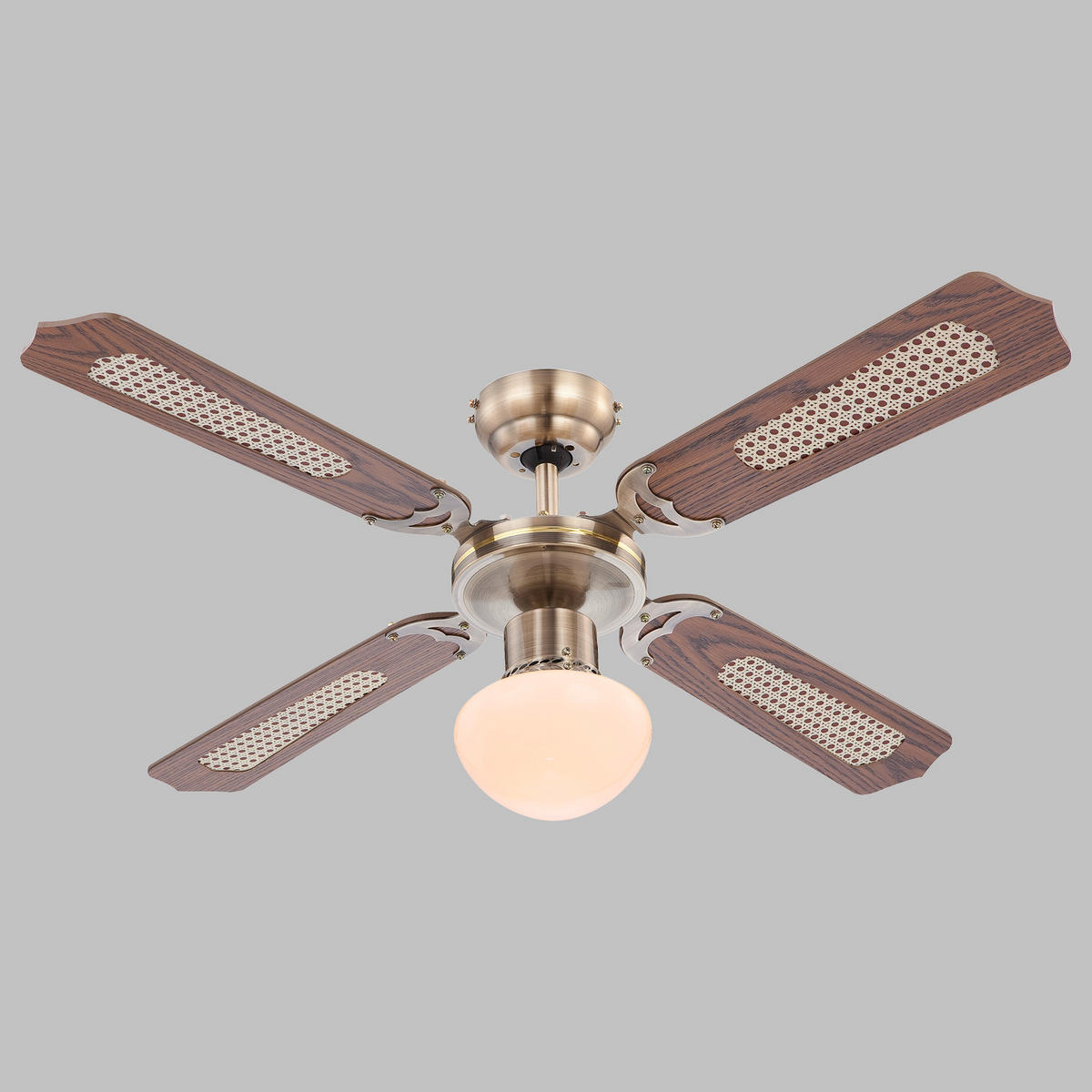 DECKENVENTILATOR - Eichefarben, KONVENTIONELL, Glas/Holz (106,6/41,5cm) - Globo