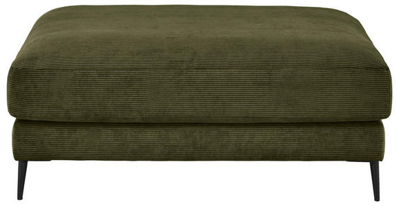 HOCKER Feincord Dunkelgrün - Dunkelgrün/Schwarz, Design, Textil/Metall (120/43/90cm) - Dieter Knoll