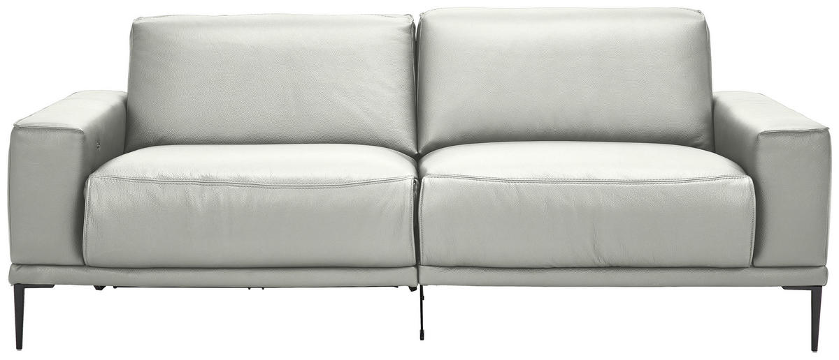 2,5-SITZER Echtleder Silberfarben  - Silberfarben/Schwarz, Design, Leder/Metall (200/102/92cm) - Johann Jakob