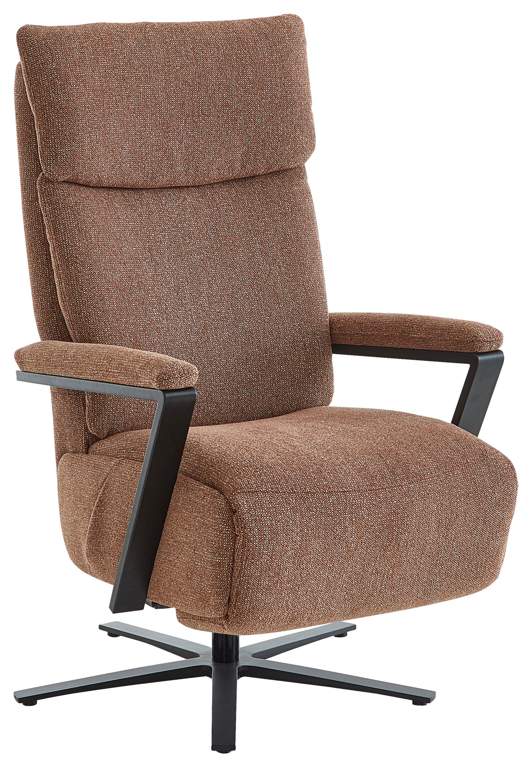 RELAXSESSEL Chenille Relaxfunktion, Rücken echt    - Schwarz/Kupferfarben, Design, Textil/Metall (68/117/85cm) - Cantus