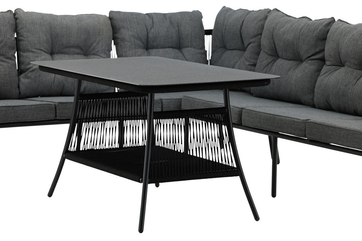 DINING-LOUNGESET 173/196 cm Stahl  - Schwarz, KONVENTIONELL, Metall (173/196cm) - Gardenson