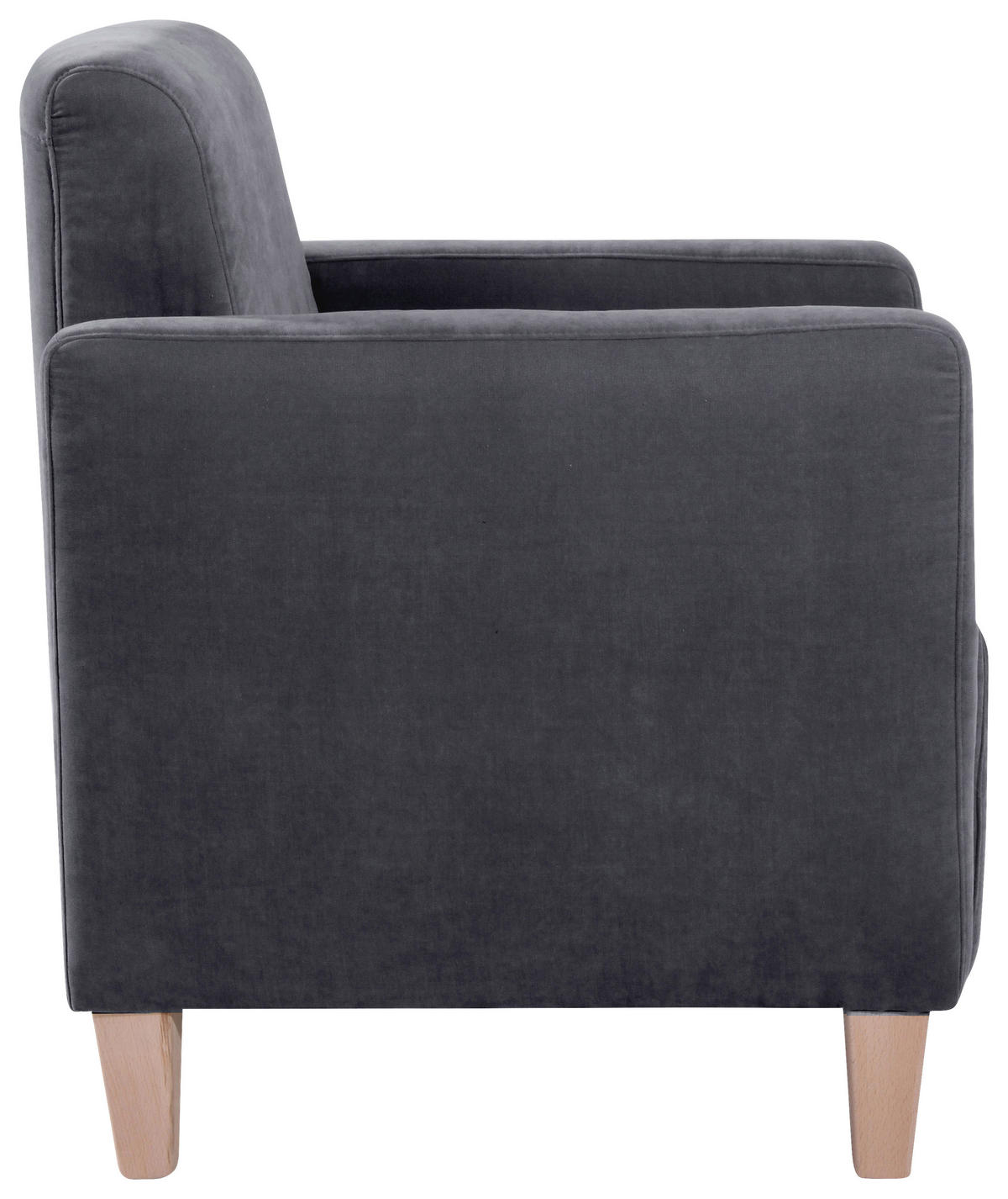 SESSEL in Velours Anthrazit  - Anthrazit/Naturfarben, Design, Holz/Textil (71/81/70cm) - Max Winzer