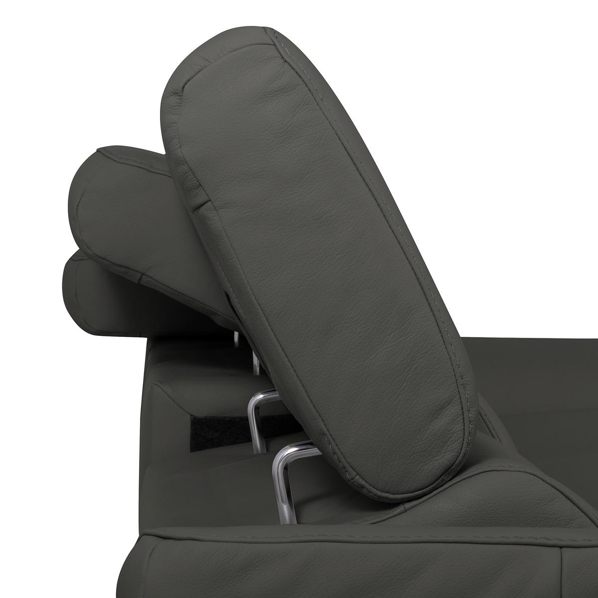 ECKSOFA Lederlook Echtleder Anthrazit  - Chromfarben/Anthrazit, Design, Leder/Textil (252/179cm) - Livetastic