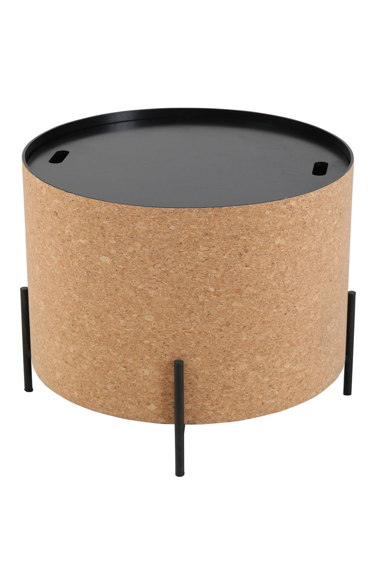 COUCHTISCHSET Kork 63-41,5/63-41,5/48,5-36,5 cm rund Naturfarben, Schwarz  - Schwarz/Naturfarben, Design, Holz/Holzwerkstoff (63-41,5/63-41,5/48,5-36,5cm) - Livetastic