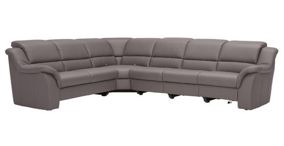 ECKSOFA Grau Echtleder  - Schwarz/Grau, KONVENTIONELL, Leder/Kunststoff (260/324cm) - Cantus