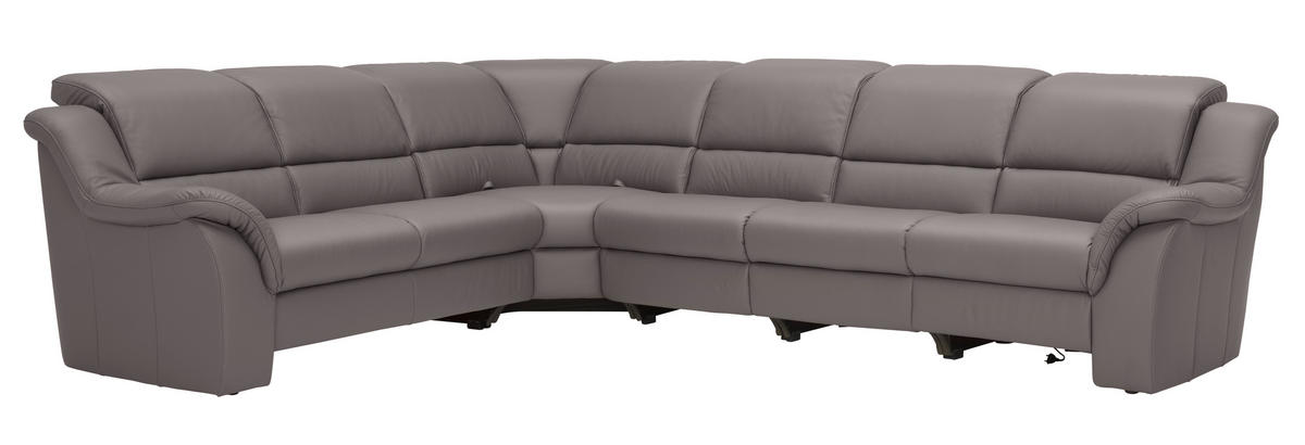 ECKSOFA Grau Echtleder  - Schwarz/Grau, KONVENTIONELL, Leder/Kunststoff (260/324cm) - Cantus