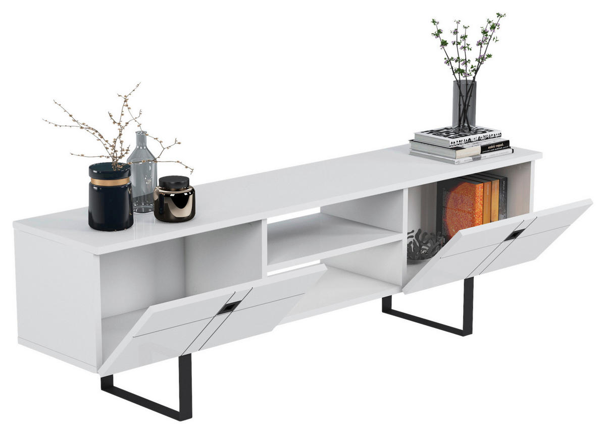 TV-BÄNK 160/50/35 cm  - vit/svart, Design, trämaterial (160/50/35cm) - Livetastic