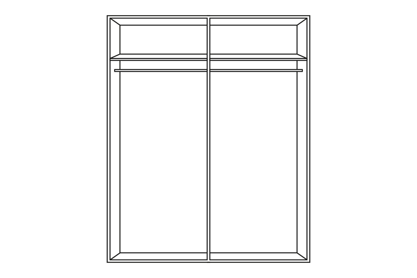 SCHWEBETÜRENSCHRANK 2-türig Eichefarben, Weiß Hochglanz  - Weiß Hochglanz/Eichefarben, Basics, Holzwerkstoff/Metall (170,3/209,7/61,2cm) - Carryhome