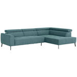 ECKSOFA Türkis Feincord  - Türkis/Schwarz, Design, Textil/Metall (280/205cm) - Xora