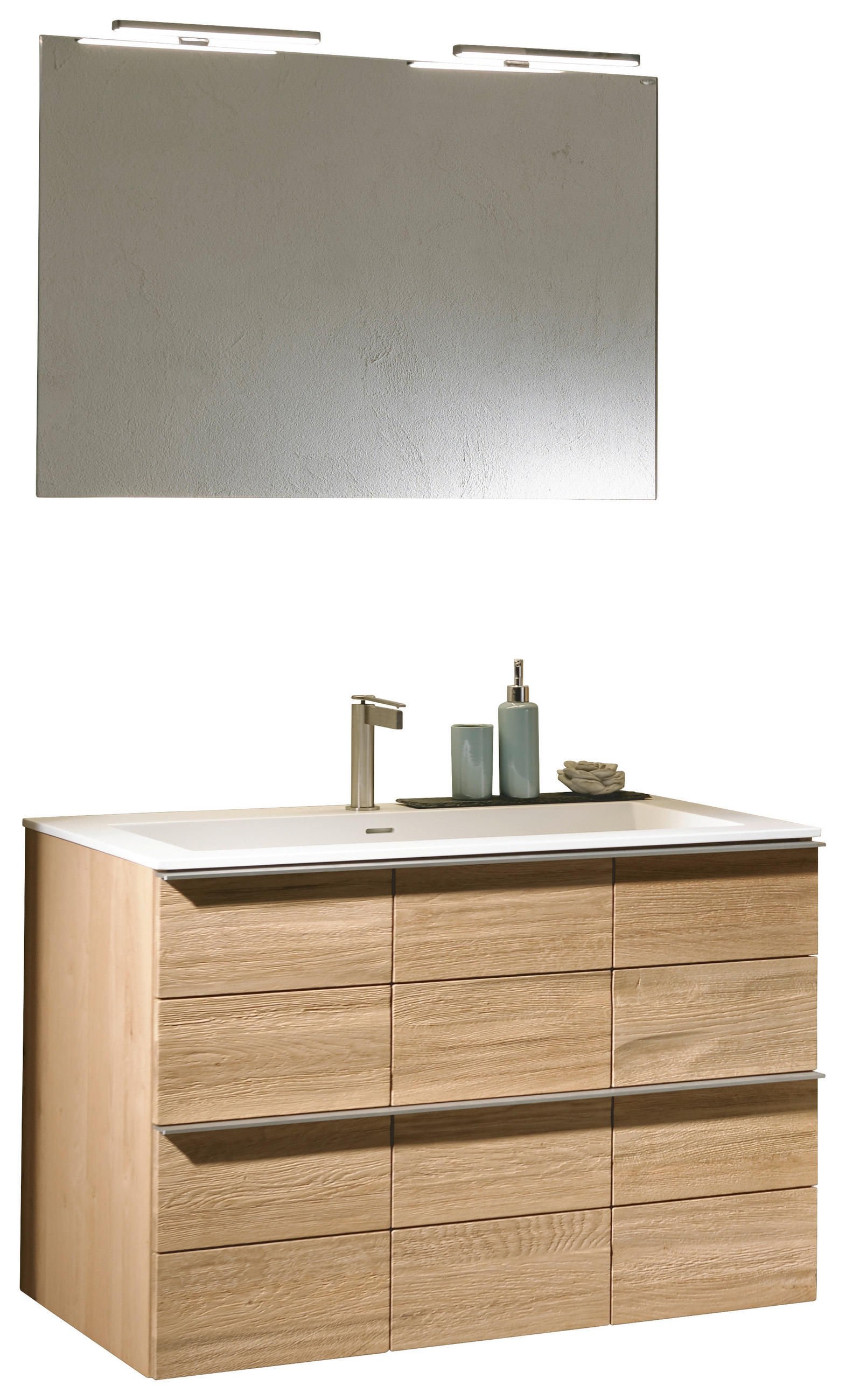 MOBILA BAIE - alb/culoare lemn stejar, Design, sticlă/lemn (96,4cm) - Voglauer