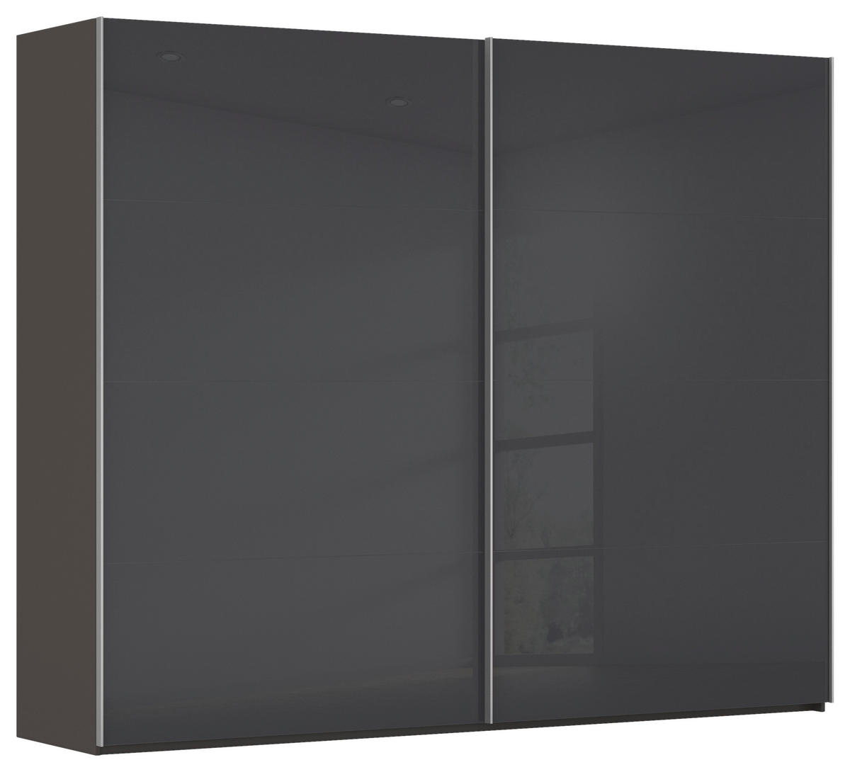 SCHWEBETÜRENSCHRANK 271/223/68 cm 2-türig Graphitfarben, Schwarz  - Alufarben/Graphitfarben, Design, Glas/Holzwerkstoff (271/223/68cm) - Xora