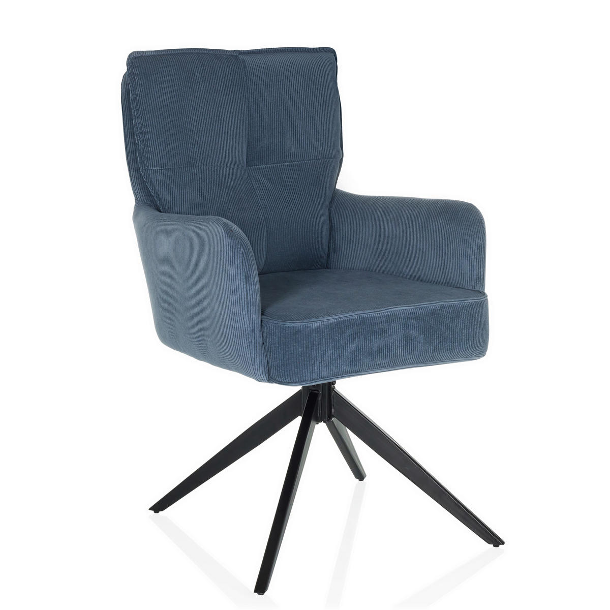 ARMLEHNSTUHL  in Cord  - Blau/Schwarz, MODERN, Textil/Metall (58/94/60cm) - MID.YOU