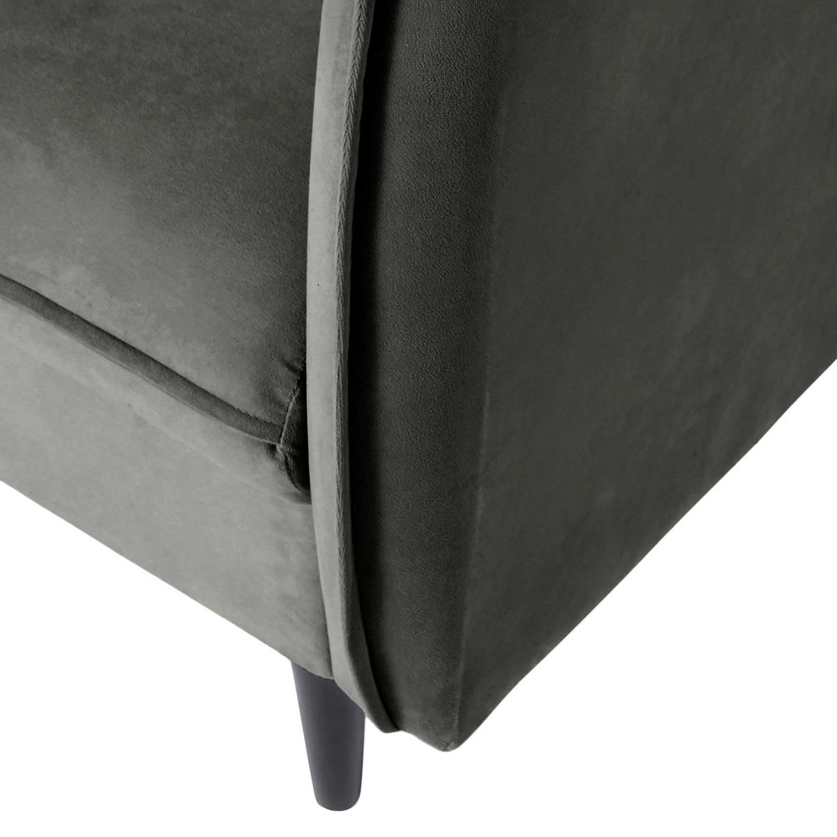 3-SITZER-SOFA JULI Samt Dunkelgrau  - Dunkelgrau/Schwarz, Design, Holz/Textil (203/86/100cm) - P & B
