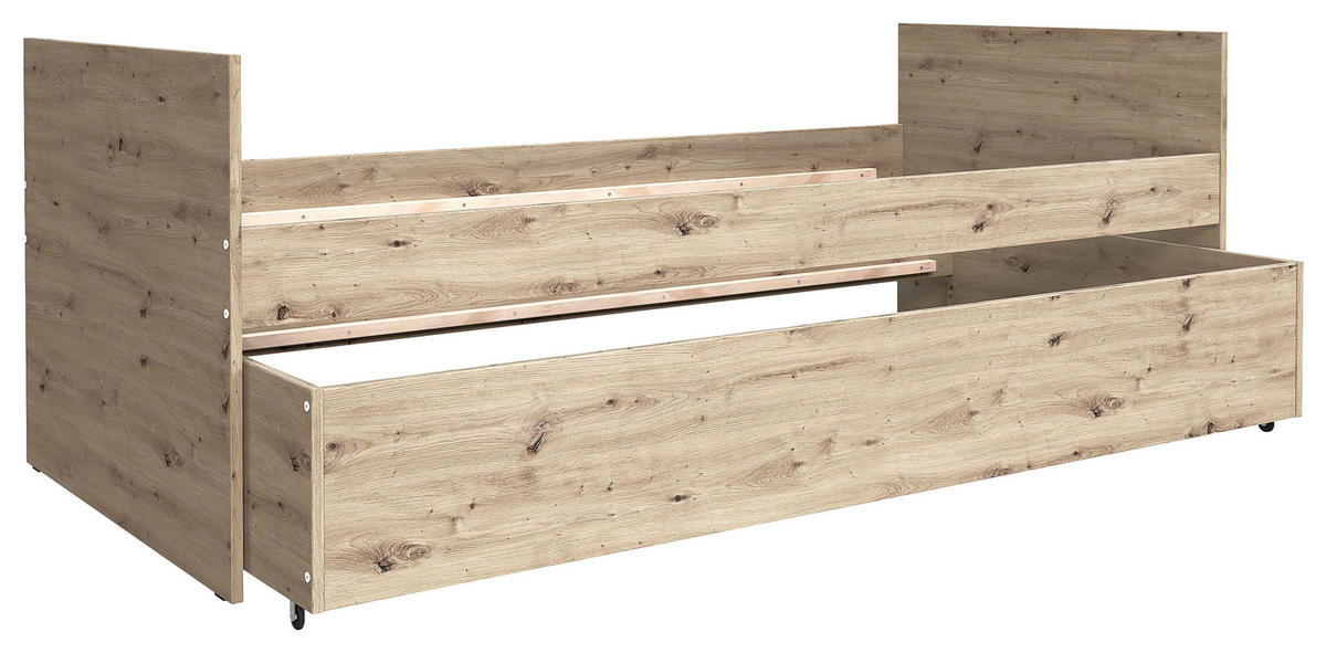 AUSZIEHBETT 90/200 cm,  in Eiche Artisan, Bettschublade, Lattenrost für Zusatzbett, Lattenrost für Hauptbett  - Eiche Artisan, MODERN, Holz/Holzwerkstoff (90/200cm) - MID.YOU