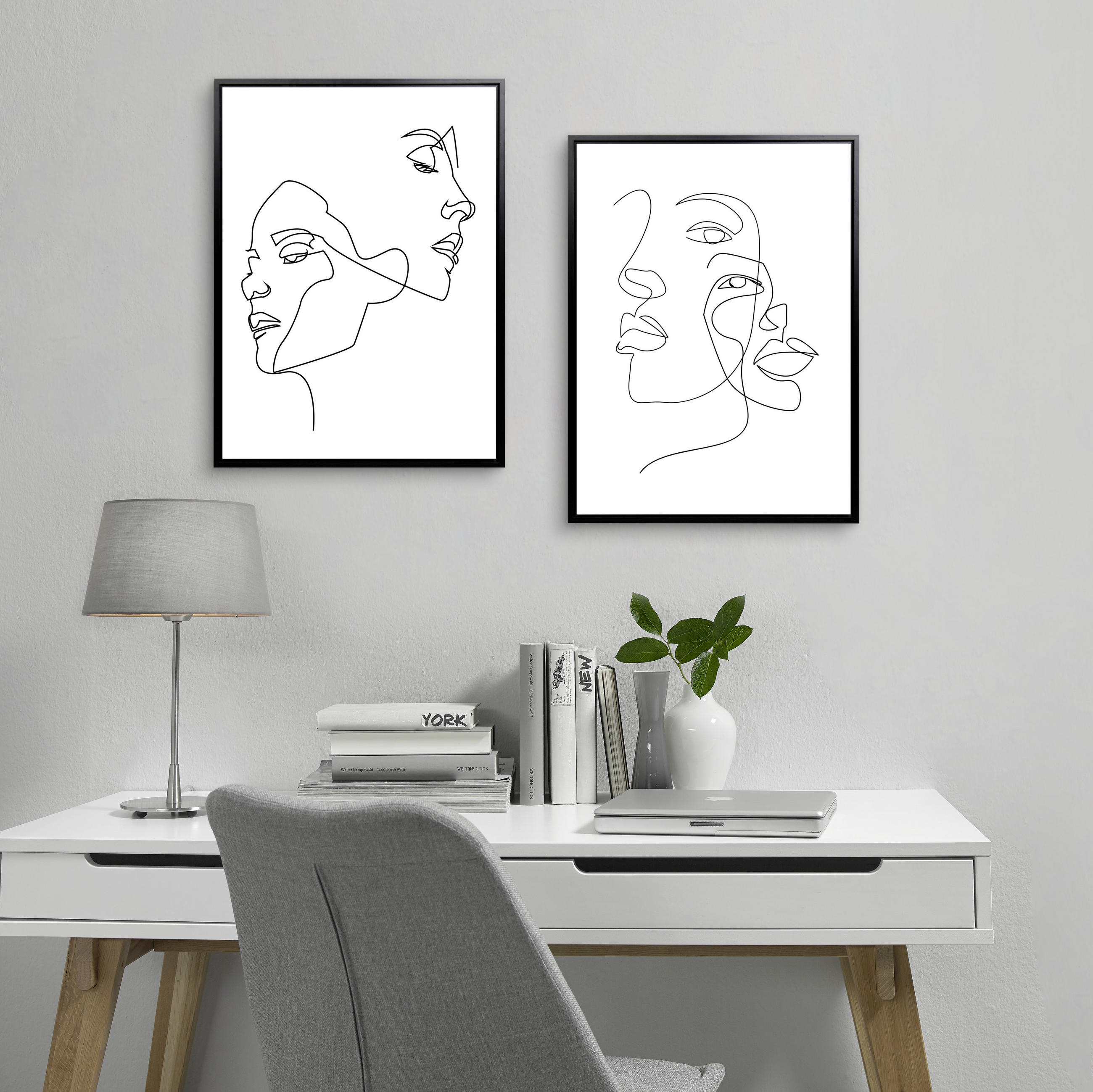TIŠTĚNÉ OBRAZY NA PLÁTNĚ, lidé, 45/60 cm  - bílá/černá, Trend, kompozitní dřevo/textil (45/60cm) - Monee