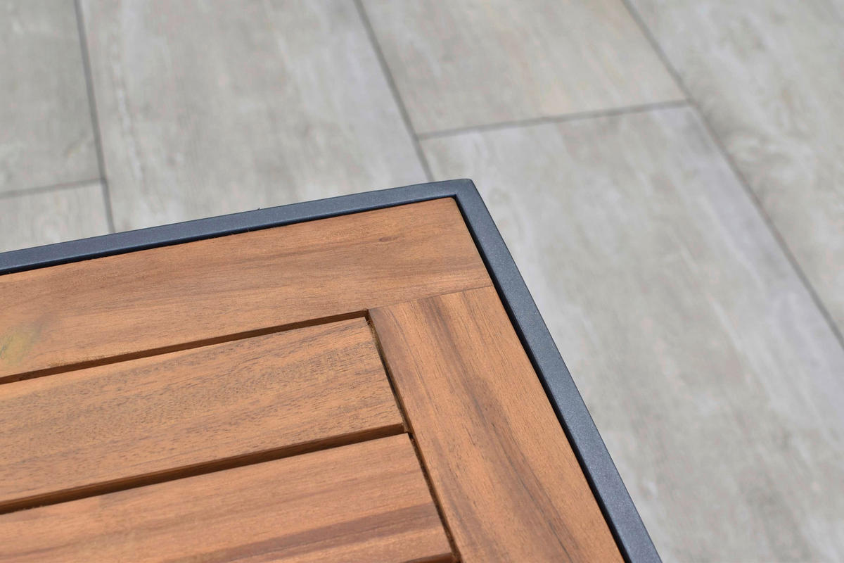 GARTENTISCHGRUPPE  - Graphitfarben/Naturfarben, KONVENTIONELL, Holz/Textil - Gardenson