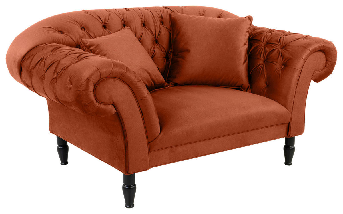 XXL-SESSEL Velours Rostfarben    - Rostfarben/Schwarz, Design, Holz/Textil (180/94/103cm) - MID.YOU