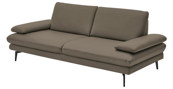 3-SITZER-SOFA in Leder Greige - Greige/Schwarz, Design, Leder/Metall (222/86/104cm) - Dieter Knoll