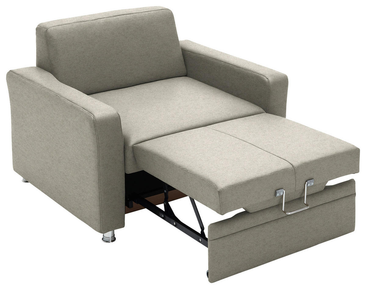 SCHLAFSESSEL Chenille Greige  - Greige/Alufarben, Konventionell, Textil/Metall (106/90/100cm) - Beldomo Style