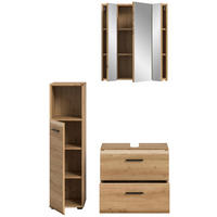 Baie 3 piese, 90 cm - stejar Artisan/negru, Basics, plastic/material pe bază de lemn (90cm) - MID.YOU