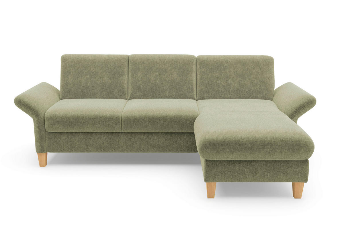 ECKSOFA ROCHELLE E Hellgrün Flachgewebe  - Eichefarben/Hellgrün, KONVENTIONELL, Holz/Textil (251/164cm) - Sit & More