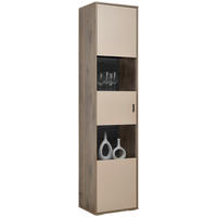 VITRINE  in Eichefarben, Hellgrau  - Eichefarben/Anthrazit, MODERN, Glas/Holzwerkstoff (49/206/37cm) - Hom`in