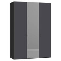 DREHTÜRENSCHRANK 152/220/40 cm 3-türig Anthrazit, Schwarz  - Anthrazit/Silberfarben, Design, Glas/Holzwerkstoff (152/220/40cm) - Jutzler