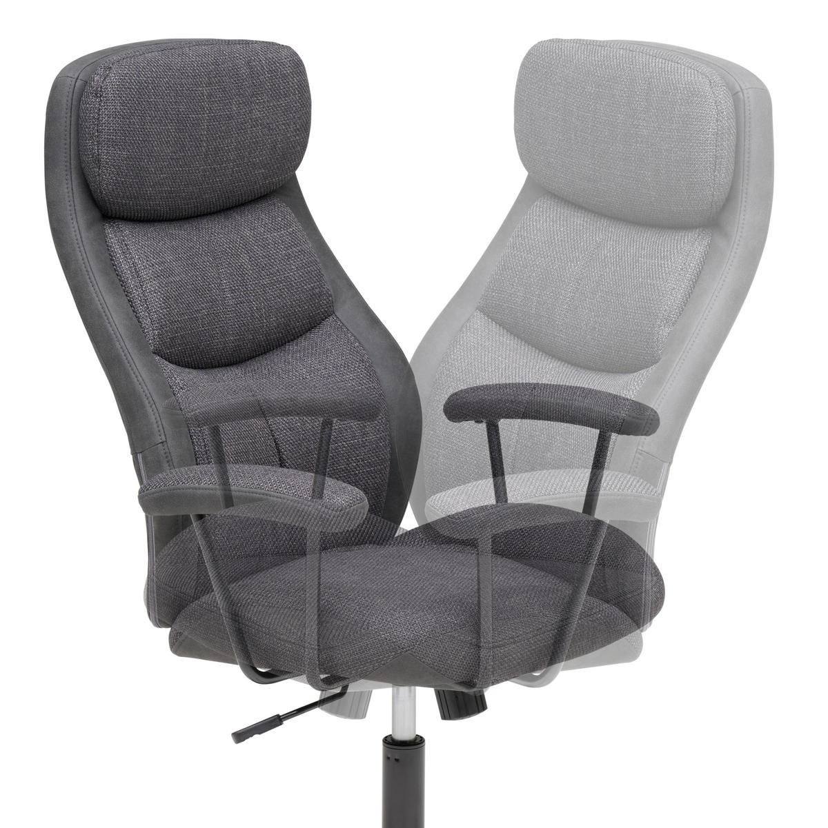 KANCELÁŘSKÉ KŘESLO, tkaná látka, šedá - šedá/černá, Moderní, kov/textil (64/103-113/66cm) - MID.YOU