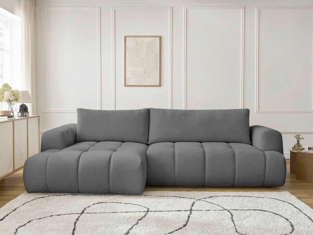 ECKSCHLAFSOFA FUJI Leinenoptik Dunkelgrau  inkl.  - Dunkelgrau/Schwarz, MODERN, Kunststoff/Textil (160/292cm)
