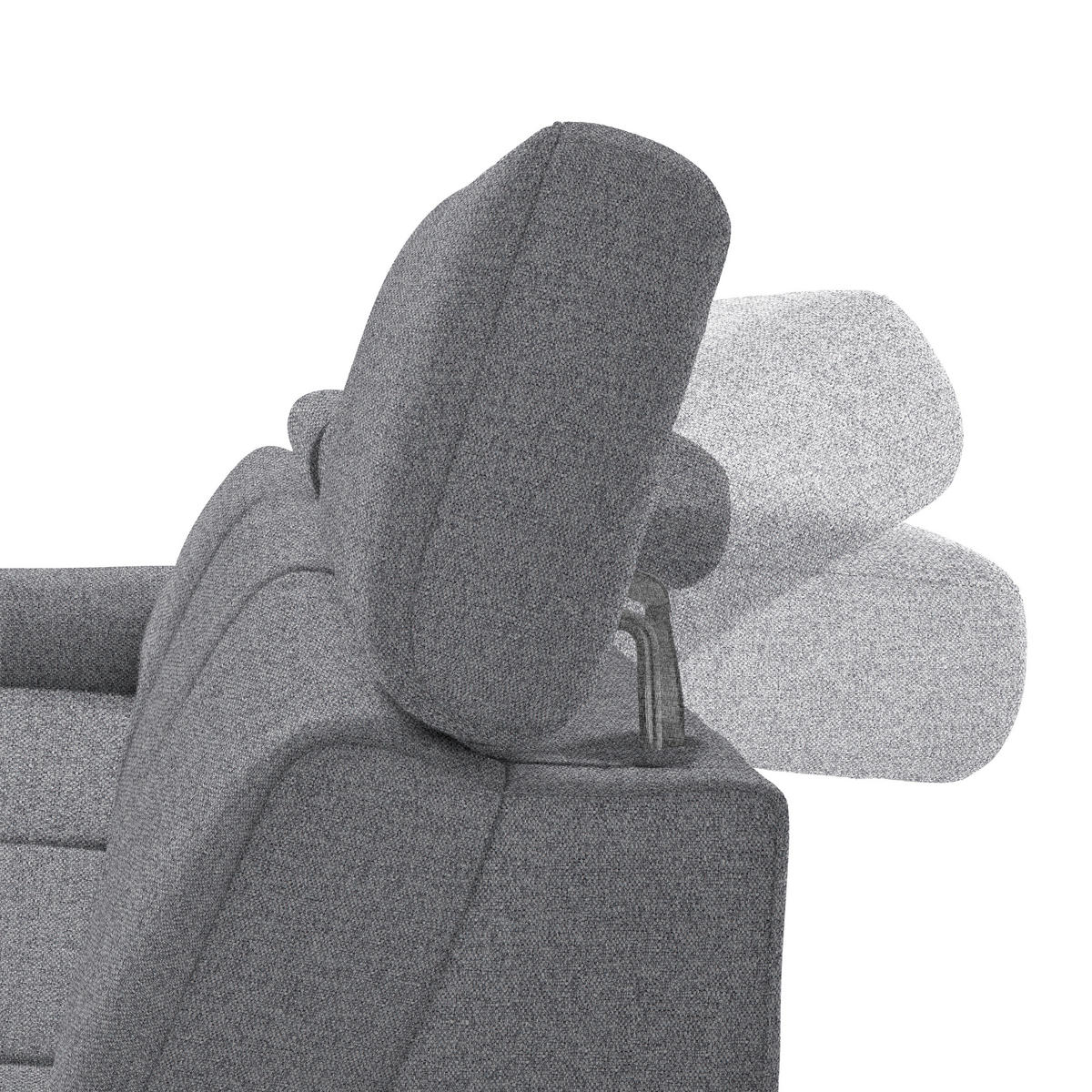 ECKSOFA in Flachgewebe Grau  - Schwarz/Grau, Konventionell, Textil/Metall (182/304cm) - Pure Home Comfort