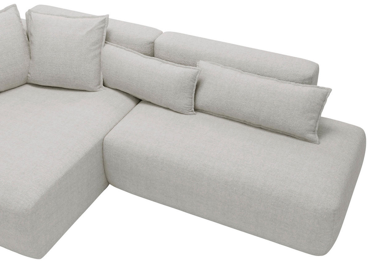 ECKSOFA Chenille Hellgrau  - Hellgrau/Schwarz, Design, Kunststoff/Textil (160/284cm) - Livetastic