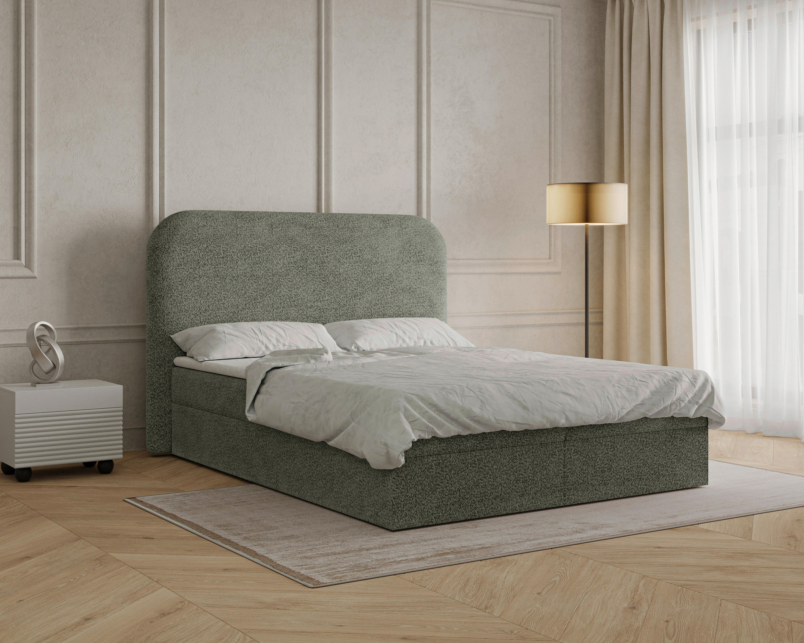 BOXBETT 160/200 cm  in Waldgrün  - Waldgrün/Schwarz, MODERN, Holz/Kunststoff (160/200cm) - MID.YOU