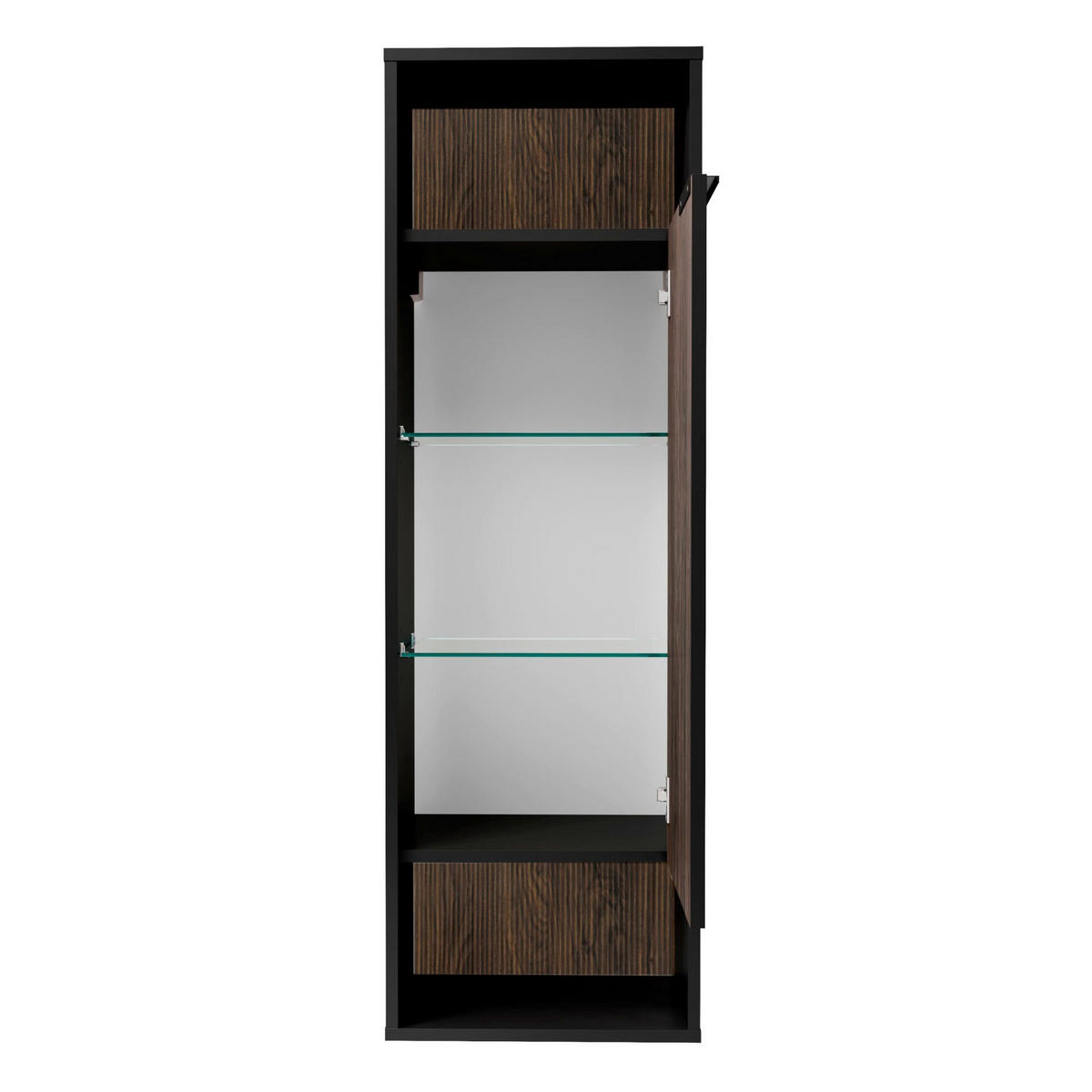 MIDISCHRANK 40,2/125,7/32 cm  - Eiche dunkel/Schwarz, Basics, Glas/Holzwerkstoff (40,2/125,7/32cm) - MID.YOU